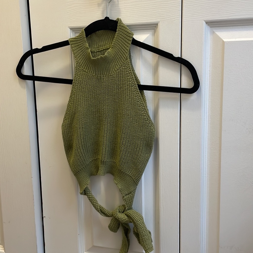 SHEIN Unity Tie Backless Ribbed Knit Top - Picture 4 of 5